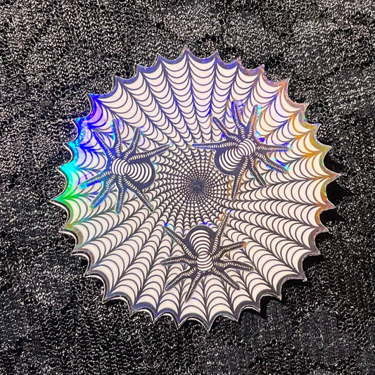 3 Spiders and Cobweb Layered Holographic Sticker