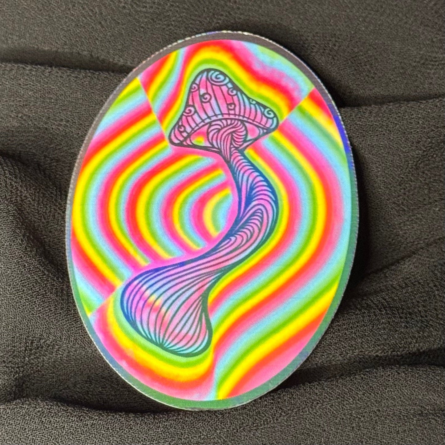 Rainbow Mushroom Holographic Small Sticker