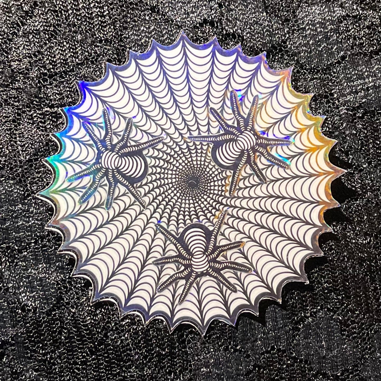 3 Spiders and Cobweb Layered Holographic Sticker