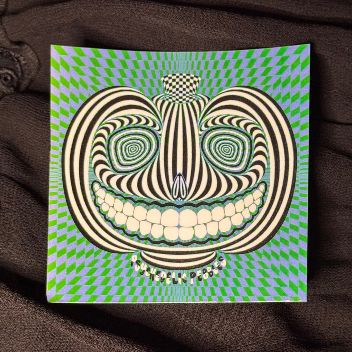 Green Checkered Smile Sticker