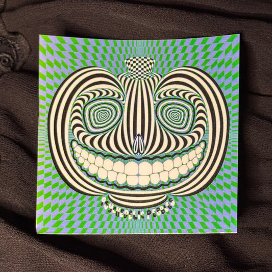 Green Checkered Smile Sticker