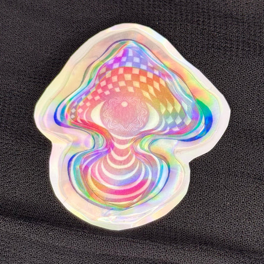 Layered Holographic Mushroom Sticker