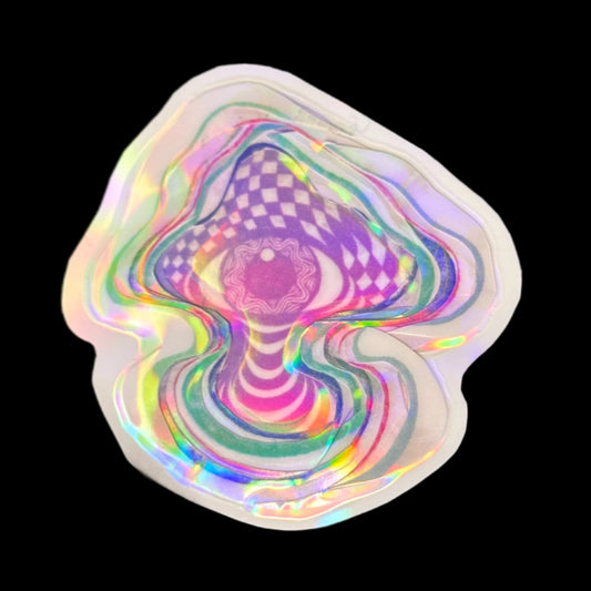 Layered Holographic Mushroom Sticker
