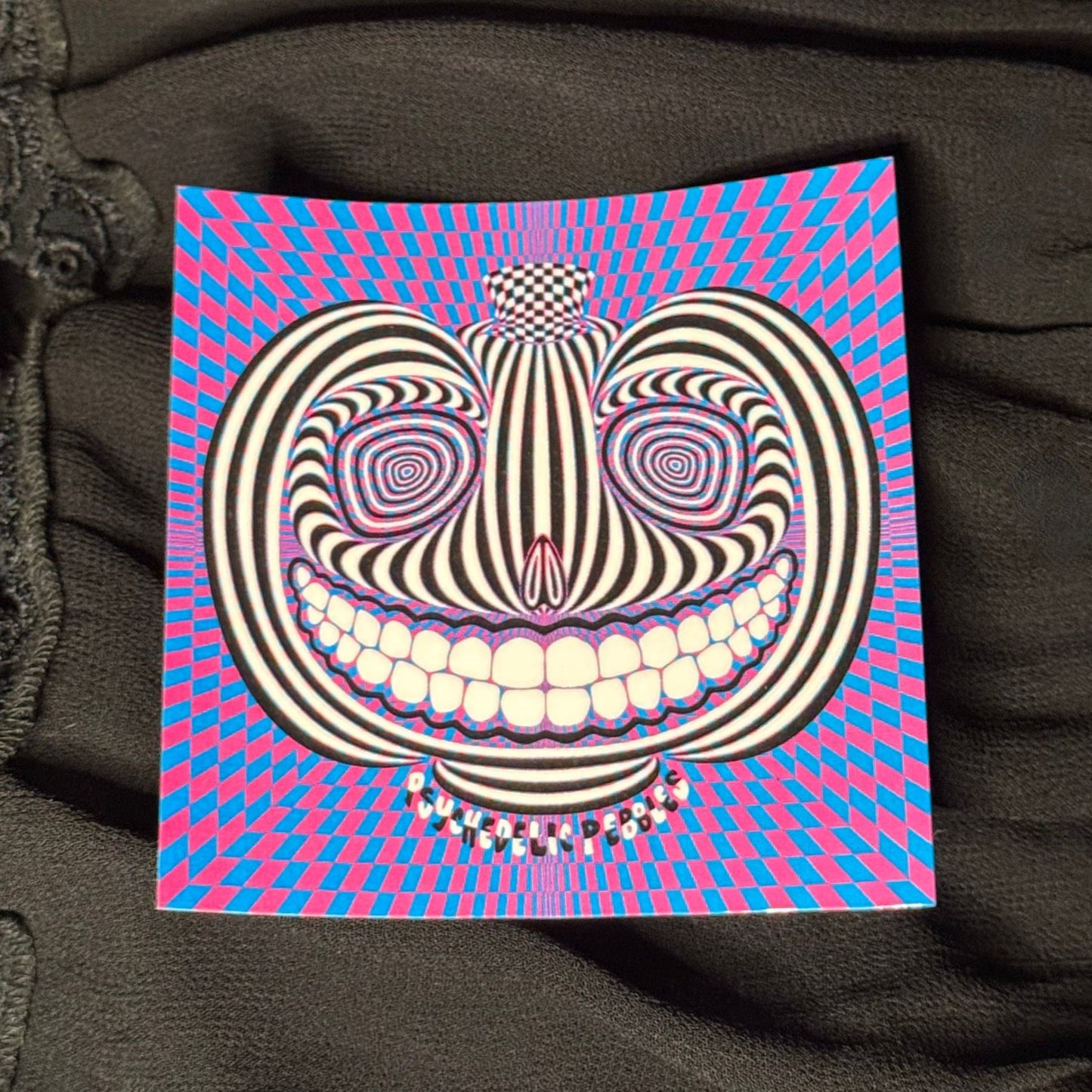Pink Checkered Smile Sticker