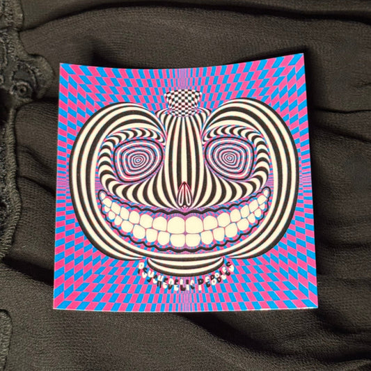Pink Checkered Smile Sticker