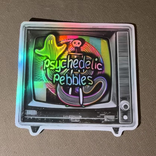 Silver TV Holographic Sticker