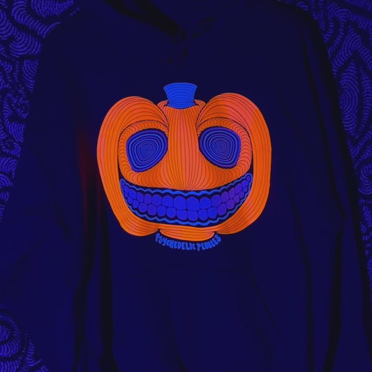 L Pumpkin Smile Multi-color Glow UV Reactive Hoodie