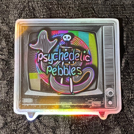 Silver TV Holographic Sticker