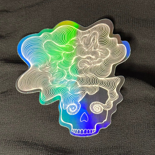Skull Thoughts Holographic Sticker